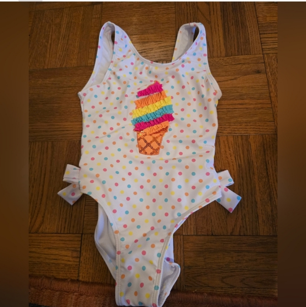 Colorful Polka Dot Swimsuit and Pink Cover-Up Set - Picture 3 of 3